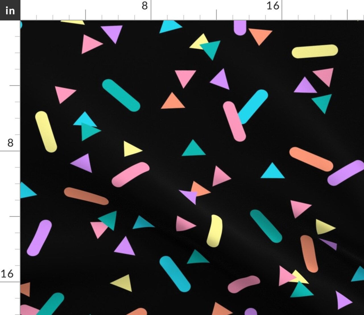 Black Sprinkles Pink Green Yellow 80S Colorful Party Geometric Kids Neon Purple Shapes Custom Printed Fabric by Spoonflower Various Fabrics by the Yard or Fat Quarter